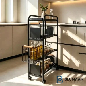 ترولی ۳ طبقه فلزی چرخدار X9 - ws - نمای دوم