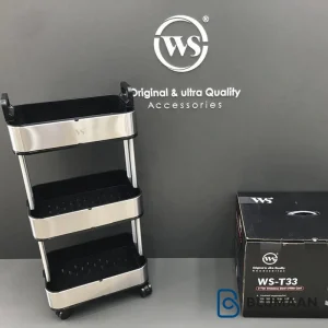 ترولی استیل ۳ طبقه چرخدار T33 - ws - نمای دوم